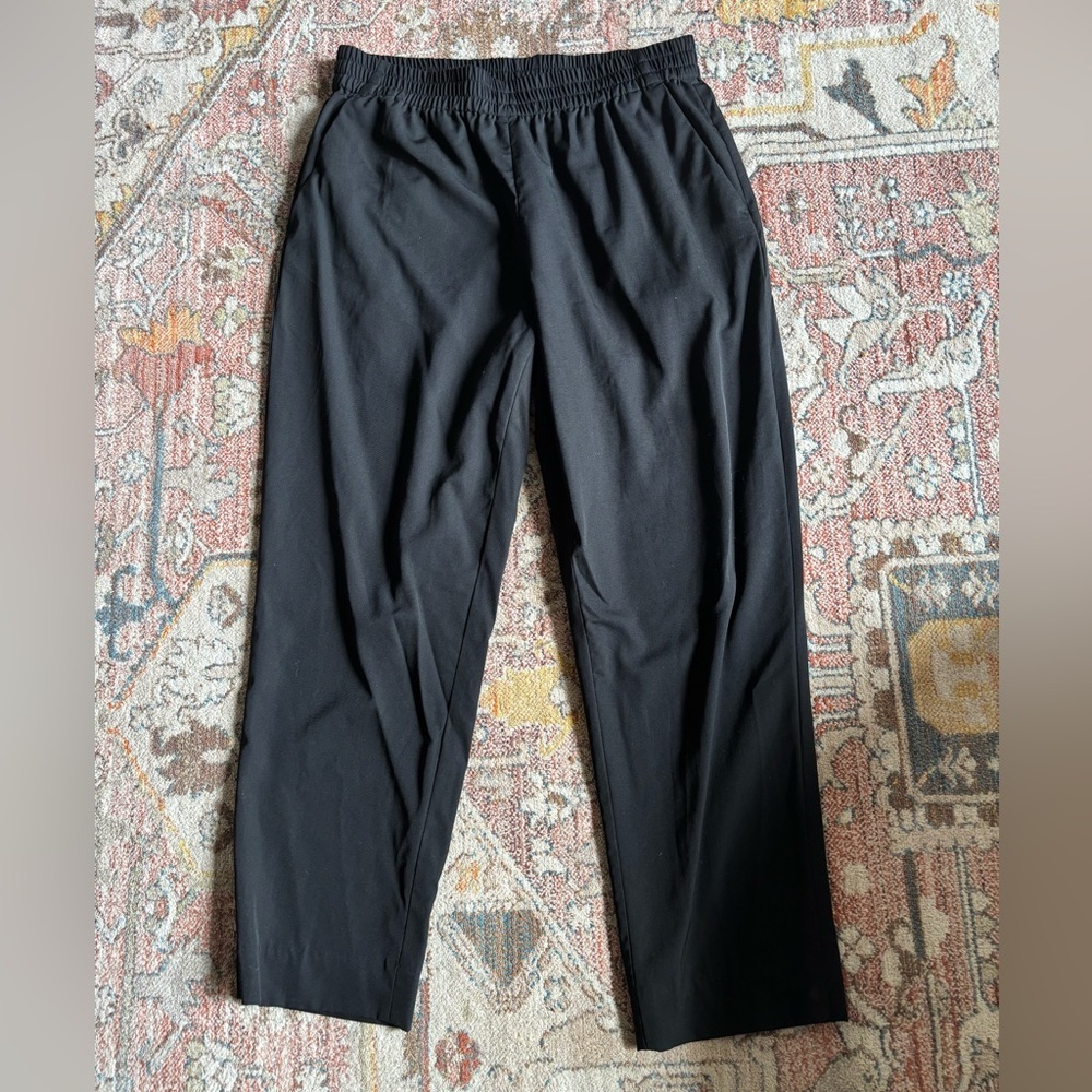 Everlane Womens The Italian GoWeave Easy Pant Black Pull On Wool Trouser
